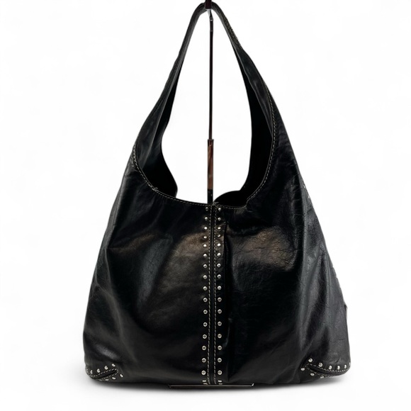 MICHAEL Michael Kors Large Astor Hobo Soft Leather in Black Silver Studs Rivets - Picture 2 of 11